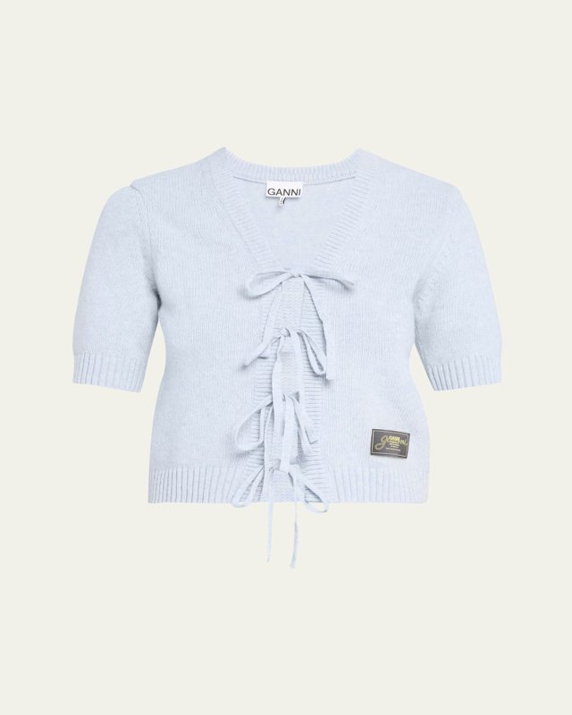 Short-Sleeve Tie-Front Cardigan